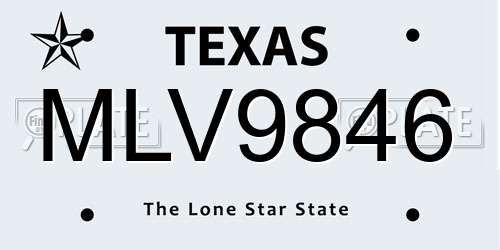 MLV9846 Texas License Plate