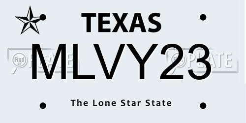 MLVY23 Texas License Plate