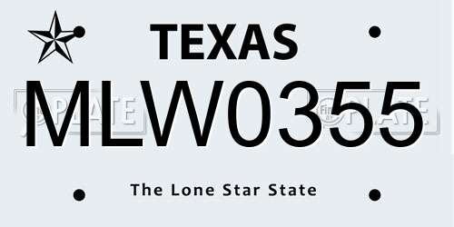 MLW0355 Texas License Plate