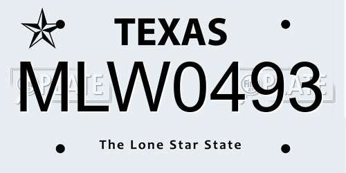 MLW0493 Texas License Plate