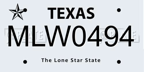 MLW0494 Texas License Plate