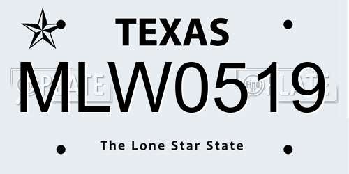 MLW0519 Texas License Plate