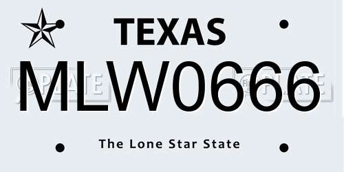 MLW0666 Texas License Plate