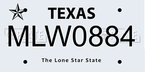 MLW0884 Texas License Plate