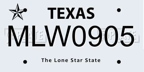 MLW0905 Texas License Plate