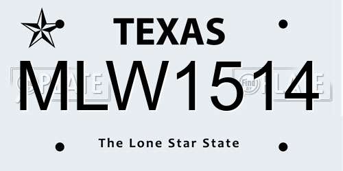 MLW1514 Texas License Plate