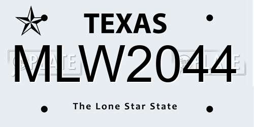 MLW2044 Texas License Plate