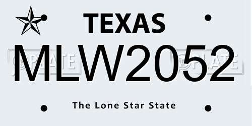 MLW2052 Texas License Plate