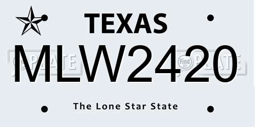MLW2420 Texas License Plate