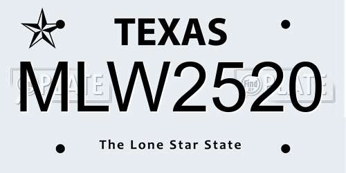MLW2520 Texas License Plate