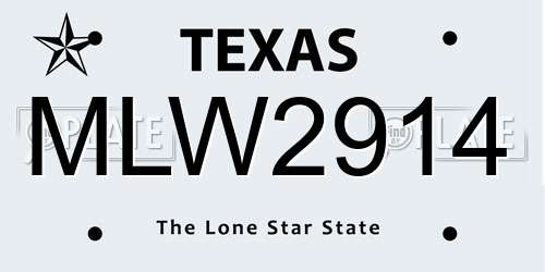 MLW2914 Texas License Plate