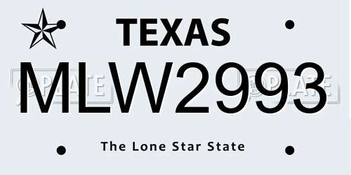 MLW2993 Texas License Plate