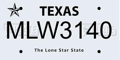 MLW3140 Texas License Plate