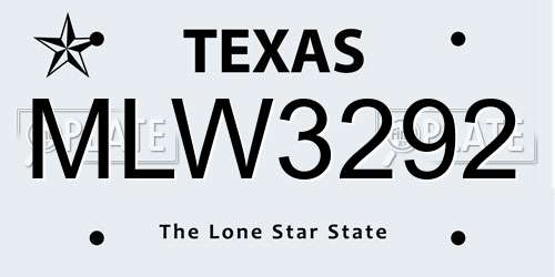 MLW3292 Texas License Plate