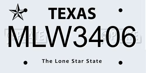 MLW3406 Texas License Plate