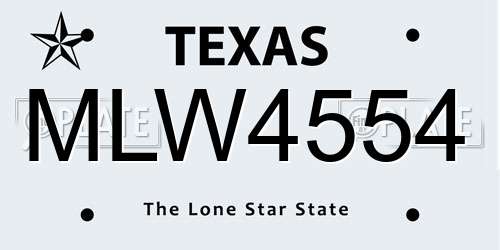 MLW4554 Texas License Plate