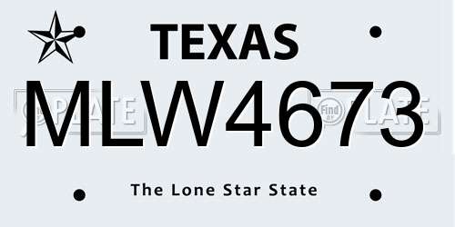 MLW4673 Texas License Plate