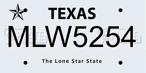 MLW5254 Texas License Plate