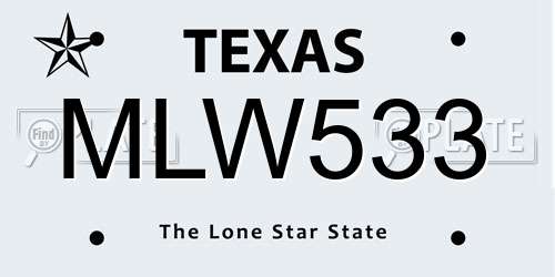 MLW533 Texas License Plate