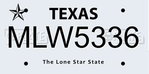 MLW5336 Texas License Plate
