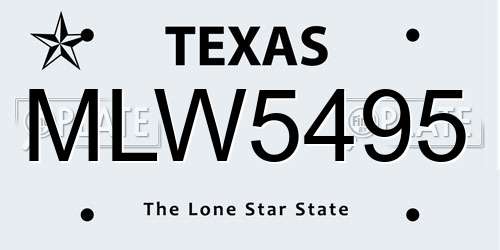 MLW5495 Texas License Plate