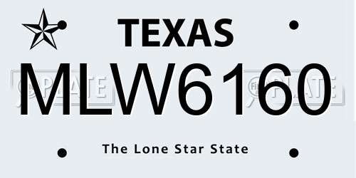 MLW6160 Texas License Plate