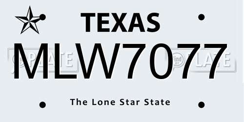 MLW7077 Texas License Plate