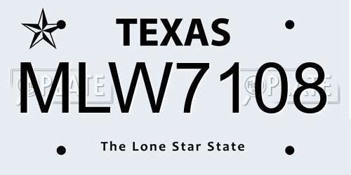 MLW7108 Texas License Plate