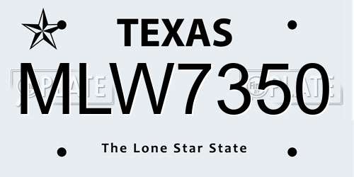MLW7350 Texas License Plate
