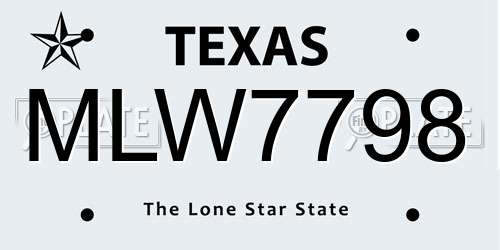 MLW7798 Texas License Plate