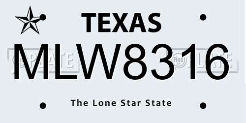 MLW8316 Texas License Plate