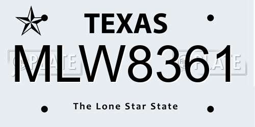 MLW8361 Texas License Plate