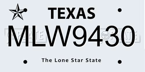 MLW9430 Texas License Plate
