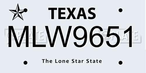 MLW9651 Texas License Plate