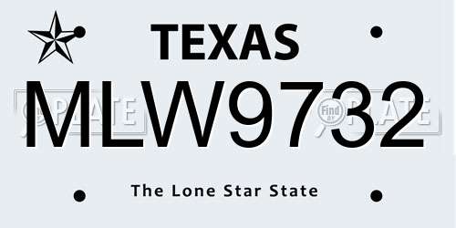 MLW9732 Texas License Plate