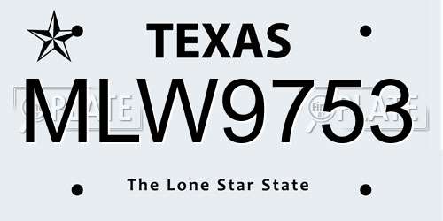 MLW9753 Texas License Plate
