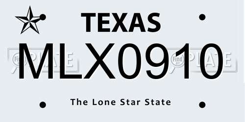 MLX0910 Texas License Plate