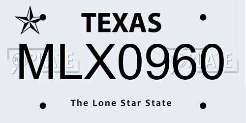 MLX0960 Texas License Plate