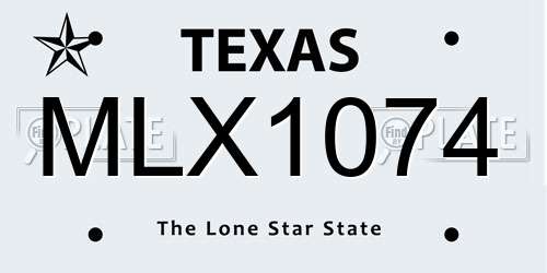 MLX1074 Texas License Plate