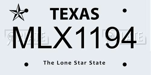 MLX1194 Texas License Plate