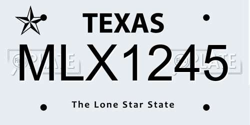 MLX1245 Texas License Plate