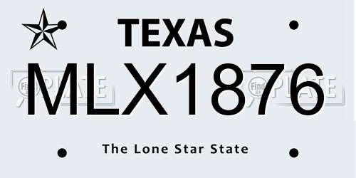 MLX1876 Texas License Plate