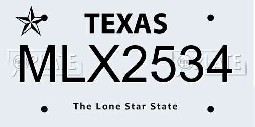 MLX2534 Texas License Plate