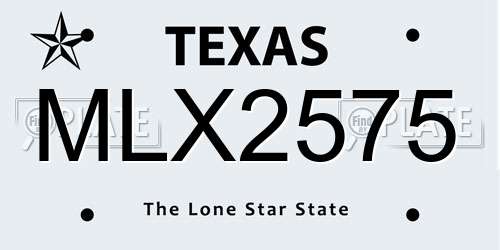 MLX2575 Texas License Plate