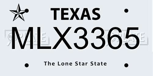 MLX3365 Texas License Plate