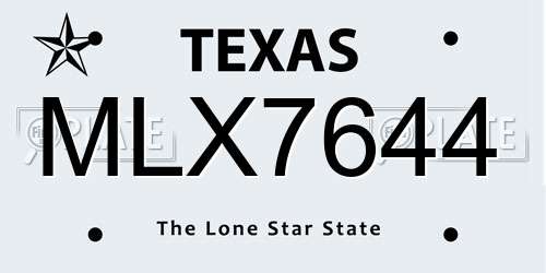 MLX7644 Texas License Plate