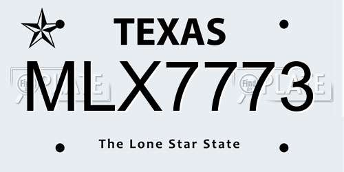 MLX7773 Texas License Plate