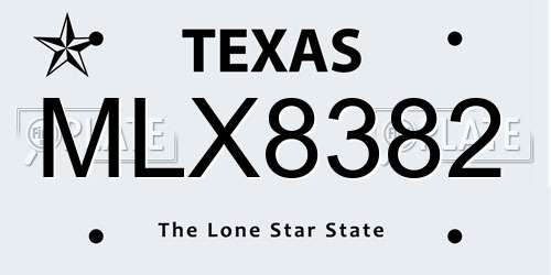 MLX8382 Texas License Plate
