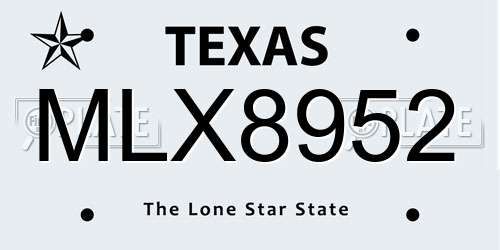 MLX8952 Texas License Plate