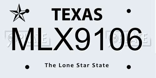 MLX9106 Texas License Plate